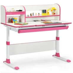 Costway Adjustable Height Kids Study Desk Drafting Table Computer Station PinkBlue 23 Costway Adjustable Height Kids Study Desk Drafting Table Computer Station PinkBlue -HOMCOM Store GUEST 5a308e45 9355 4ff8 ba78 595cfd307b59