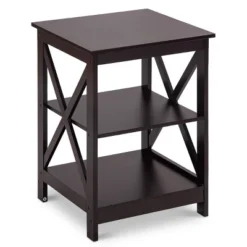 Costway 3-Tier Nightstand End Table Storage Display Shelf Living Room Furniture Espresso NEW -HOMCOM Store GUEST 5a72ea33 06a4 48c9 897a 6174a7760577