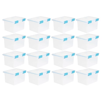 Sterilite 32 Quart Stackable Clear Plastic Storage Tote Container With Blue Gasket Latching Lid For Home And Office Organization, Clear 10 Sterilite 32 Quart Stackable Clear Plastic Storage Tote Container With Blue Gasket Latching Lid For Home And Office Organization, Clear - Image 8