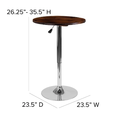 Flash Furniture 23.5'' Round Adjustable Height Rustic Pine Wood Table (Adjustable Range 26.25'' - 35.5'') 5 Flash Furniture 23.5'' Round Adjustable Height Rustic Pine Wood Table (Adjustable Range 26.25'' - 35.5'') - Image 3