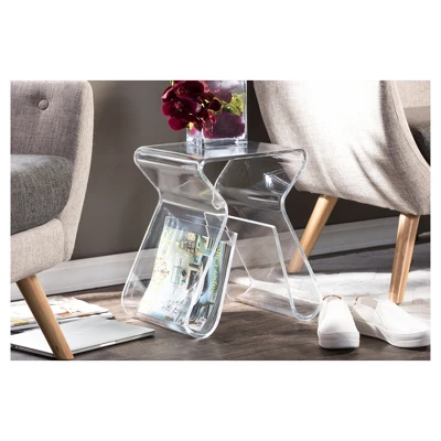 Acrylic End Table With Magazine Rack - Baxton Studio 4 Acrylic End Table With Magazine Rack - Baxton Studio - Image 2