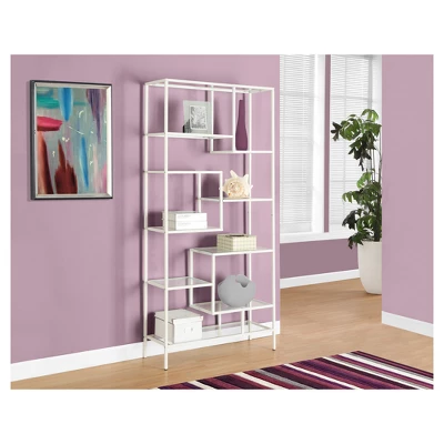 70" Metal Bookcase With Tempered Glass White - EveryRoom 3 70" Metal Bookcase With Tempered Glass White - EveryRoom