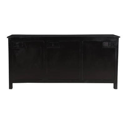Rolle Rustic 3 Door Credenza/Sideboard Natural Wood/Black - Treasure Trove 6 Rolle Rustic 3 Door Credenza/Sideboard Natural Wood/Black - Treasure Trove - Image 4