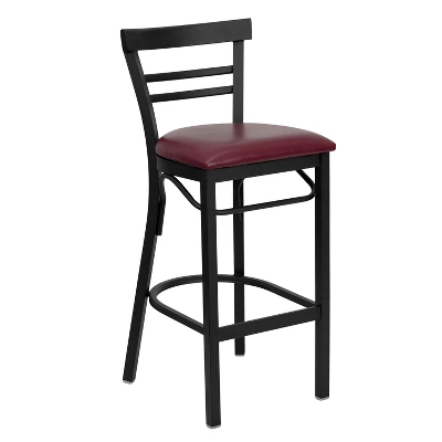 Emma And Oliver Two-Slat Ladder Back Black Metal Restaurant Dining Barstool 13 Emma And Oliver Two-Slat Ladder Back Black Metal Restaurant Dining Barstool - Image 11