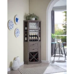 Home Source Corner Bar Cabinet With Rotating Wine Rack -HOMCOM Store GUEST 5c4d7de7 8f8b 4661 bdd6 72ec5f8a9f2d