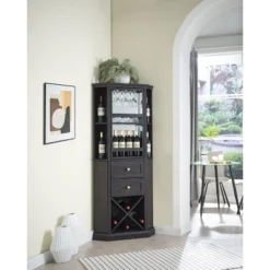 Home Source Corner Bar Cabinet With Rotating Wine Rack -HOMCOM Store GUEST 5c62fbde be26 44da 8d60 da172ac26e73