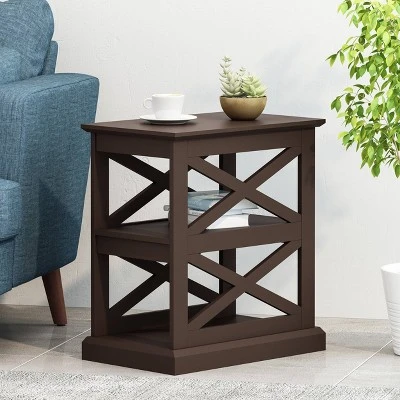 Vernon Contemporary 2 Shelf Side Table Dark Walnut - Christopher Knight Home 3 Vernon Contemporary 2 Shelf Side Table Dark Walnut - Christopher Knight Home