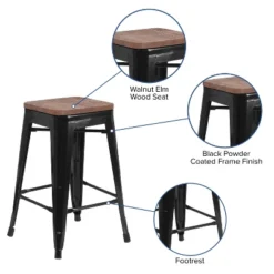 Emma And Oliver 24"H Backless Black Metal Counter Height Stool With Wood Seat 14 Emma And Oliver 24"H Backless Black Metal Counter Height Stool With Wood Seat -HOMCOM Store GUEST 5d3332d1 7156 4574 9e5e ffe71308baae