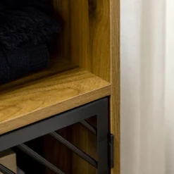 HOMCOM Industrial Kitchen Storage Cabinet, Sideboard Floor Accent Cabinet With Metal Doors And Adjustable Shelves For Living Room, Dark Wood Grain -HOMCOM Store GUEST 5d605f83 8abd 4ba9 b255 1d945b7407b4