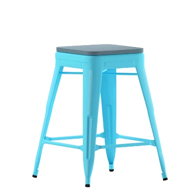 Flash Furniture Cierra Set Of 4 Commercial Grade 24" High Backless Metal Indoor Counter Height Stools With All-Weather Poly Resin Seats 14 Flash Furniture Cierra Set Of 4 Commercial Grade 24" High Backless Metal Indoor Counter Height Stools With All-Weather Poly Resin Seats - Image 12