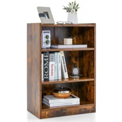 Costway 3-Tier Bookcase Open Multipurpose Display Rack Cabinet With Adjustable Shelves Black/Brown -HOMCOM Store GUEST 5dbd6c5e 8fa9 4c65 b6b4 f835da33634d