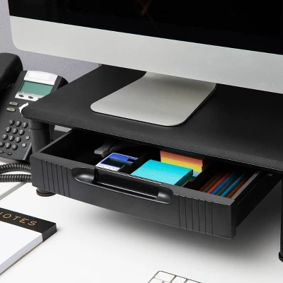 Mind Reader Large Dual Monitor Stand With Storage Riser Black 7 Mind Reader Large Dual Monitor Stand With Storage Riser Black - Image 5