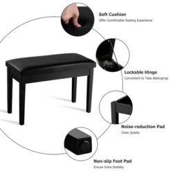 Costway PU Leather Piano Bench Padded Double Duet Keyboard Seat Storage Black -HOMCOM Store GUEST 5ec4799b a945 4d23 8c1b caca8b284bdc