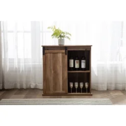 Weston Sliding Barn Door Wine Cabinet Natural - Boraam -HOMCOM Store GUEST 5f17cc56 b811 4376 b146 48a3ce3ff673
