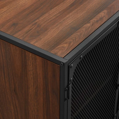 Urban Industrial Metal Mesh 4 Door TV Stand For TVs Up To 65" Dark Walnut - Saracina Home 6 Urban Industrial Metal Mesh 4 Door TV Stand For TVs Up To 65" Dark Walnut - Saracina Home - Image 4