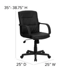 Emma And Oliver Mid-Back Black LeatherSoft Swivel Task Office Chair With Arms -HOMCOM Store GUEST 5f9e5321 c183 4d9e 9230 37089299e7d4
