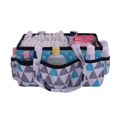 Bacati - Woodlands Aqua/Navy/Gray Boys Cotton Nursery Storage Caddy 4 Bacati - Woodlands Aqua/Navy/Gray Boys Cotton Nursery Storage Caddy - Image 2