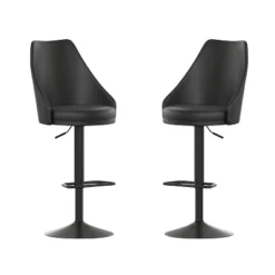 Flash Furniture Chrishelle Set Of 2 Commercial Adjustable Height Barstools With Upholstered Tufted Seats And Pedestal Base With Footring, Black -HOMCOM Store GUEST 5feeb06e 2a86 4f52 818c 223ad78612b0