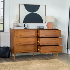 Mid-Century Modern Contoured 6 Drawer Dresser - Saracina Home -HOMCOM Store GUEST 6064d6cb 5a30 4857 807c b8d5d64567a9