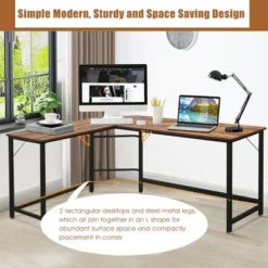Costway L-Shaped Computer Desk Corner Workstation Study Gaming Table Home Office -HOMCOM Store GUEST 60781d78 965c 4a81 96a3 f1a7ce5cb3b0