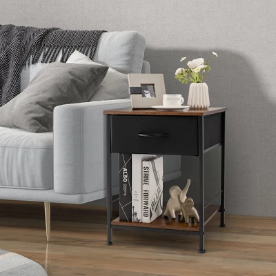 Costway 2-tier Nightstand Bedside End Sofa Table With Drawer For Living Room 3 Costway 2-tier Nightstand Bedside End Sofa Table With Drawer For Living Room