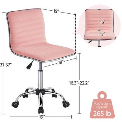 Yaheetech Velvet Low Back Armless Desk Chair Office Chair With Wheels 4 Yaheetech Velvet Low Back Armless Desk Chair Office Chair With Wheels - Image 2