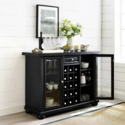 Alexandria Sliding Top Bar Cabinet Black - Crosley -HOMCOM Store GUEST 61dcb97a 2c2a 4817 8d06 35243e53fe42