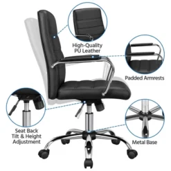 Yaheetech Mid-Back Office Chair With Arms 360° Swivel PU Leather Office Executive Chair -HOMCOM Store GUEST 628437fa e1a0 4235 b90c c19b71843bc1