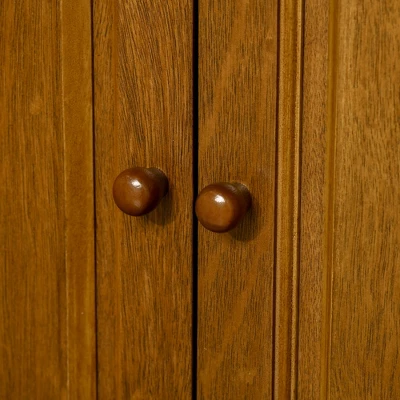 HOMCOM Modern Kitchen Island On Wheels, Rolling Serving Cart With Drawer, Storage Cabinet, And 2 Towel Racks For Dining Room, Brown 7 HOMCOM Modern Kitchen Island On Wheels, Rolling Serving Cart With Drawer, Storage Cabinet, And 2 Towel Racks For Dining Room, Brown - Image 5