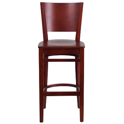 Emma And Oliver Solid Back Wooden Restaurant Dining Barstool 5 Emma And Oliver Solid Back Wooden Restaurant Dining Barstool - Image 3