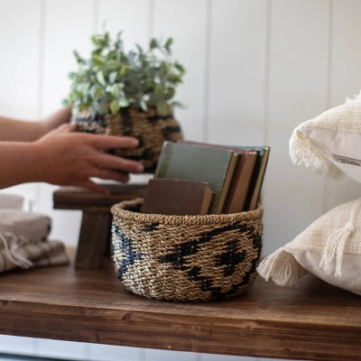 Black Rope & Seagrass Basket - Foreside Home & Garden 7 Black Rope & Seagrass Basket - Foreside Home & Garden - Image 5