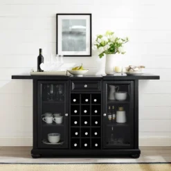 Alexandria Sliding Top Bar Cabinet Black - Crosley -HOMCOM Store GUEST 63f4745c c4e5 4c93 87ce 3f8a2588769e