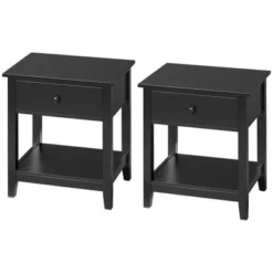 HOMCOM Side Table, Modern End Table With Storage Drawer And Shelf, Nightstand For Bedroom, Or Living Room, Set Of 2, Black -HOMCOM Store GUEST 64118b26 cbfd 4352 97bd 46ff1dce7441