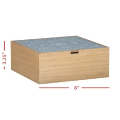White Botanical 8x8" Lidded Decorative Wood Storage Box - Foreside Home & Garden -HOMCOM Store GUEST 6470a37a d187 4e7e b17e bce8f871a4b7