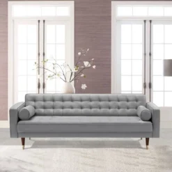 Somerset Velvet Mid-Century Modern Sofa Gray - Armen Living -HOMCOM Store GUEST 6491cd9a ade0 48f3 b61a 6338eea941be