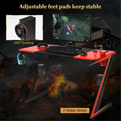 Costway 47 Inch Gaming Desk Z Shape Computer Desk W/ Storage For Cup Headphone Speaker 9 Costway 47 Inch Gaming Desk Z Shape Computer Desk W/ Storage For Cup Headphone Speaker - Image 7