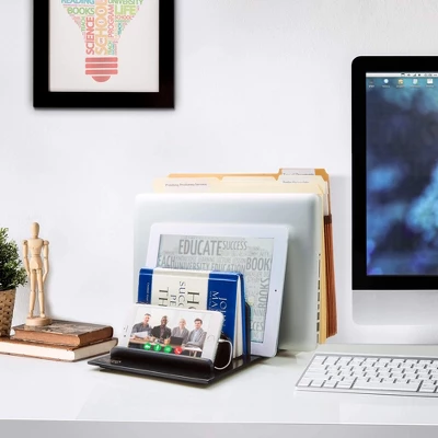 Prosumer's Choice Bamboo 5 Device Tablet Smartphone Rack And Desktop Organizer Holder For File Folders Magazines, Black 3 Prosumer's Choice Bamboo 5 Device Tablet Smartphone Rack And Desktop Organizer Holder For File Folders Magazines, Black