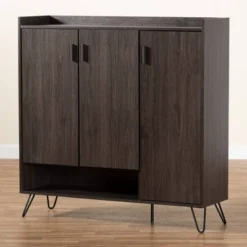Baldor Wood 3 Door Shoe Cabinet Dark Brown - Baxton Studio 20 Baldor Wood 3 Door Shoe Cabinet Dark Brown - Baxton Studio -HOMCOM Store GUEST 65ad132e 370c 4c04 ad1d 5f3ea1f4179d
