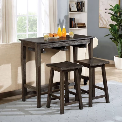 3pc Helbrana Bar Height Dining Set Gray - HOMES: Inside + Out 3 3pc Helbrana Bar Height Dining Set Gray - HOMES: Inside + Out