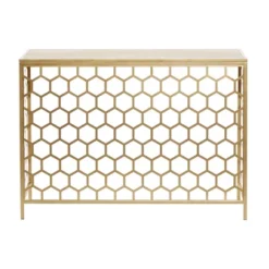 Contemporary Iron Beehive Pattern Console Table Gold - Olivia & May -HOMCOM Store GUEST 67349478 2698 4642 8c29 a46aaa51118e