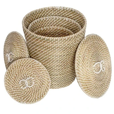 Honey-Can-Do Set Of 3 Nesting Seagrass Snake Charmer's Baskets Natural 5 Honey-Can-Do Set Of 3 Nesting Seagrass Snake Charmer's Baskets Natural - Image 3