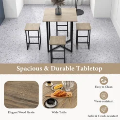 Costway 5-Piece Dining Table Set Kitchen Square Square Space-saving Table Set With Stools -HOMCOM Store GUEST 67b7a9b2 834b 4934 a03b a3984b30d1c6