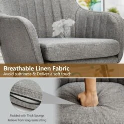 Costway Set Of 2 Accent Chairs Fabric Upholstered Armchairs W/Wooden Legs Beige/Gray -HOMCOM Store GUEST 684eaf6f 1178 4276 ae23 643a1d292e64