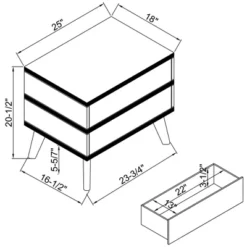 Mid-Century Modern 2 Drawer Nightstand Walnut - Linon -HOMCOM Store GUEST 68a43af0 e9f4 4df4 8b4c 732725a8b444