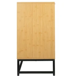 Aash 2-Doors Bamboo Cabinet With Black Metal Legs And 1 Adjustable Inner Shelves - The Pop Maison -HOMCOM Store GUEST 68c4478a 48a6 4d3a a9f3 a198dd52844f
