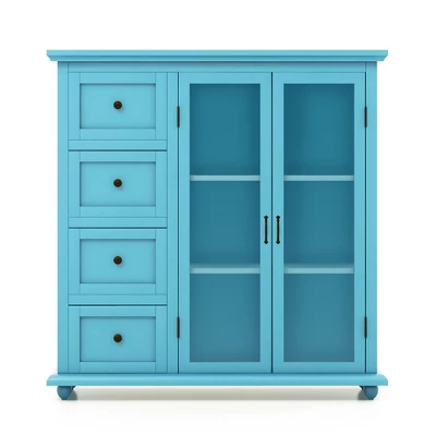 Costway Buffet Sideboard Table Kitchen Storage Cabinet With Drawers & Doors Blue/White/Green 11 Costway Buffet Sideboard Table Kitchen Storage Cabinet With Drawers & Doors Blue/White/Green - Image 9