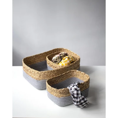Set Of 3 Grey Dalton Organizer Baskets - Gray - Shiraleah 5 Set Of 3 Grey Dalton Organizer Baskets - Gray - Shiraleah - Image 3