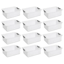 Sterilite Ultra Ventilated Open Top Plastic Storage Organizer Basket With Gray Contoured Carrying Handles -HOMCOM Store GUEST 696b89d2 47d6 4035 9db0 4e498d412d63