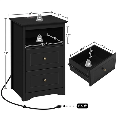 Yaheetech 2 Drawer Bedside Table Sofa Side Table With Charging Station 4 Yaheetech 2 Drawer Bedside Table Sofa Side Table With Charging Station - Image 2