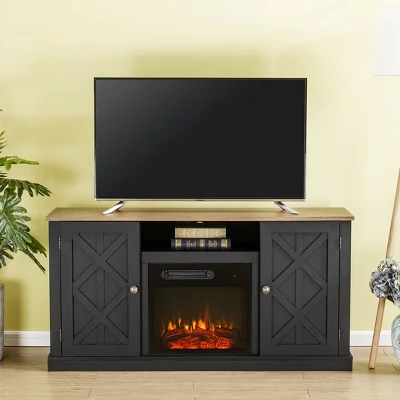Electric Fireplace And TV Stand For TVs Up To 60" Gray - Home Essentials 3 Electric Fireplace And TV Stand For TVs Up To 60" Gray - Home Essentials